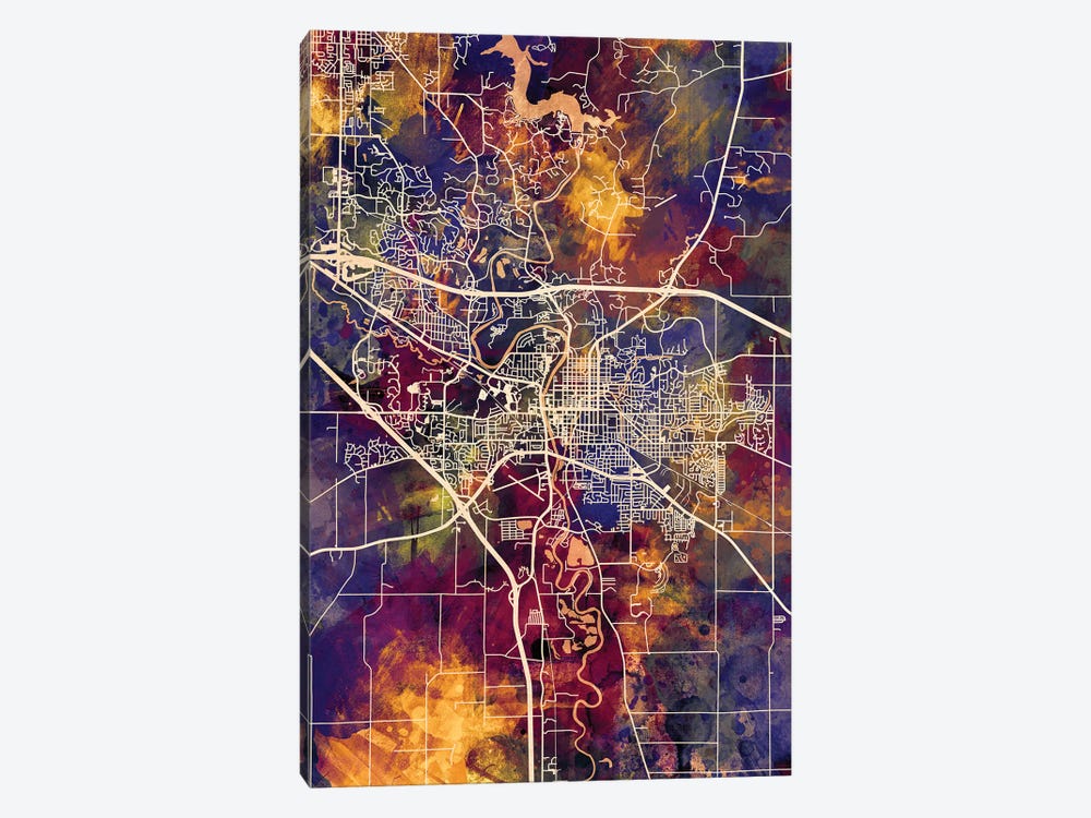 Iowa City Map II by Michael Tompsett 1-piece Canvas Artwork