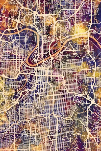 Kansas City: Kansas City Missouri City Map II by Michael Tompsett
