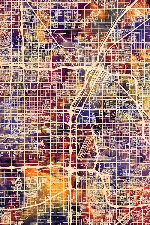 Las Vegas City Street Map I by Michael Tompsett canvas print
