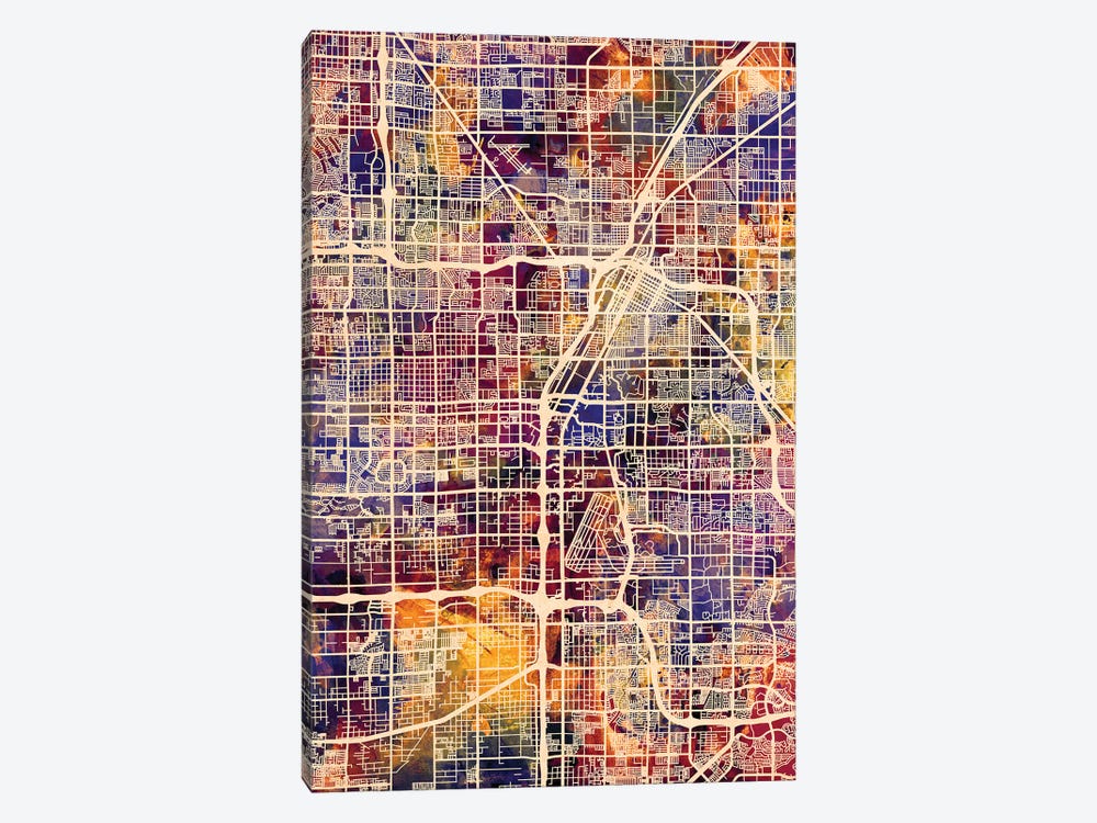 Las Vegas City Street Map I by Michael Tompsett 1-piece Art Print