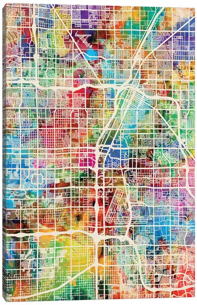 Las Vegas City Street Map II Canvas Art Print - Nevada Art