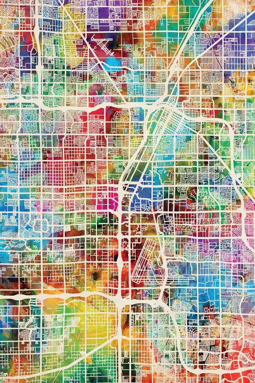 Las Vegas City Street Map II by Michael Tompsett wall art