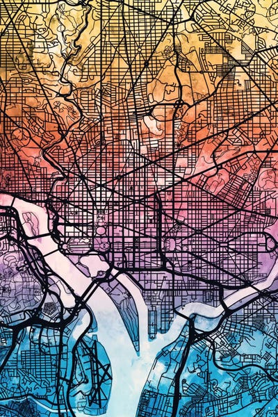 Washington, D.C.: Reverse Blend Map Of Washington, D.C., USA by Michael Tompsett