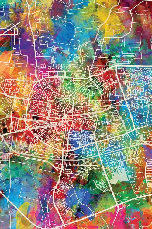 Rainbow Splash Leeuwarden Netherlands City Map I by Michael Tompsett wall art