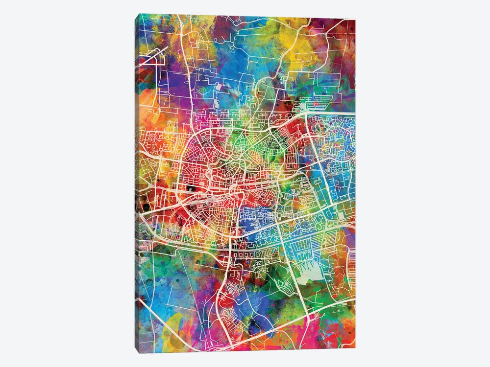 Leeuwarden Netherlands City Map I by Michael Tompsett 1-piece Canvas Art