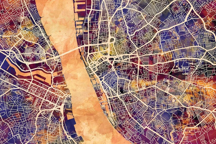 Liverpool England Street Map I by Michael Tompsett wall art