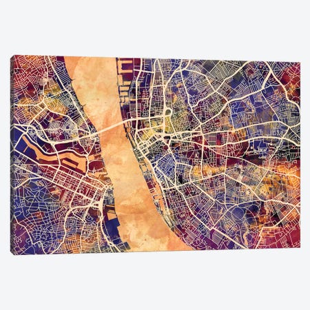 Liverpool England Street Map I Canvas Print #MTO1722} by Michael Tompsett Art Print