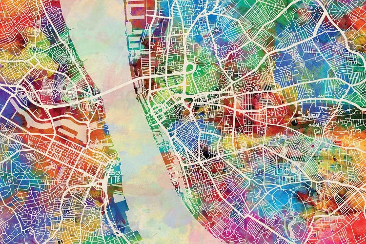 Liverpool England Street Map II by Michael Tompsett wall art