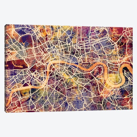 London England Street Map I Canvas Print #MTO1724} by Michael Tompsett Canvas Wall Art