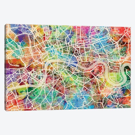 London England Street Map III Canvas Print #MTO1725} by Michael Tompsett Canvas Wall Art