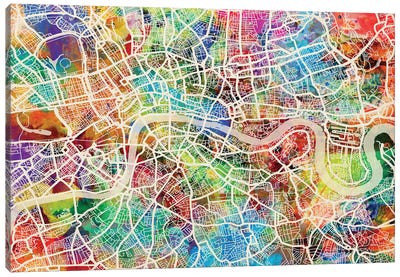 London England Street Map III Canvas Art Print