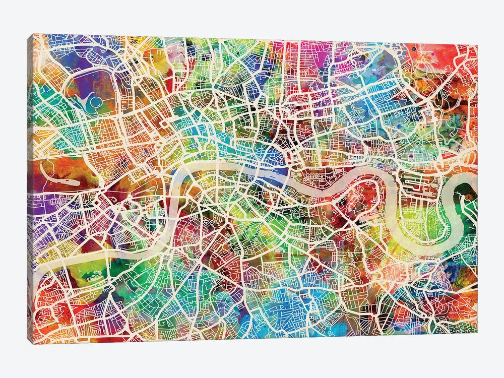 London England Street Map III by Michael Tompsett 1-piece Canvas Print