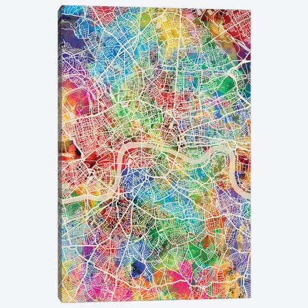London England Street Map IV Canvas Print #MTO1726} by Michael Tompsett Canvas Wall Art
