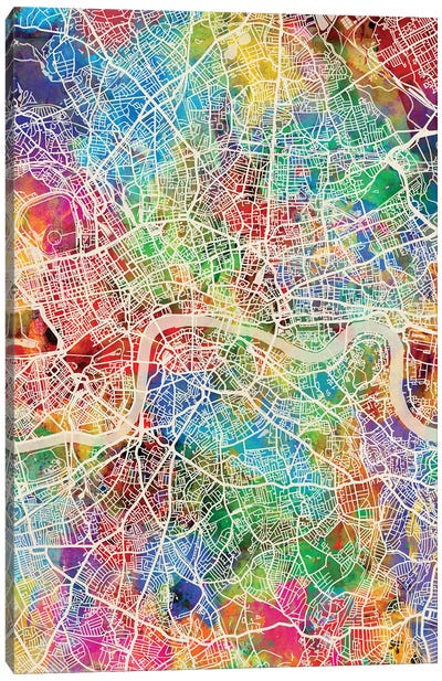London England Street Map IV Canvas Art Print