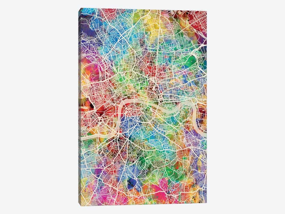 London England Street Map IV by Michael Tompsett 1-piece Canvas Art