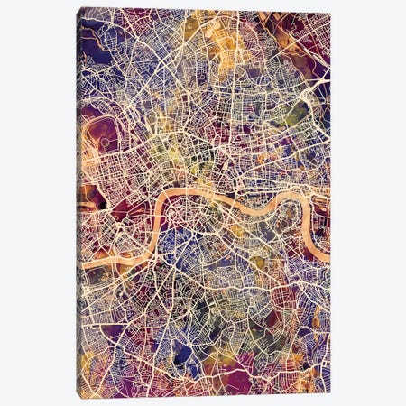 London England Street Map II Canvas Print #MTO1727} by Michael Tompsett Canvas Wall Art