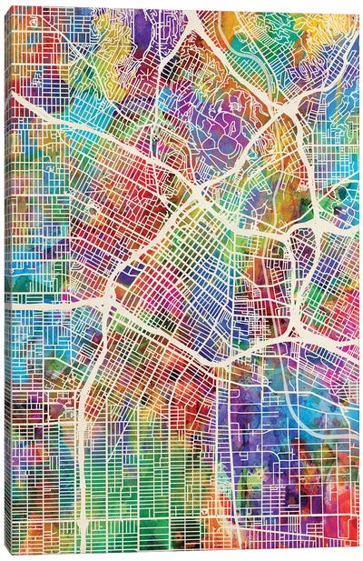 Los Angeles City Street Map I Canvas Art Print - Los Angeles Art