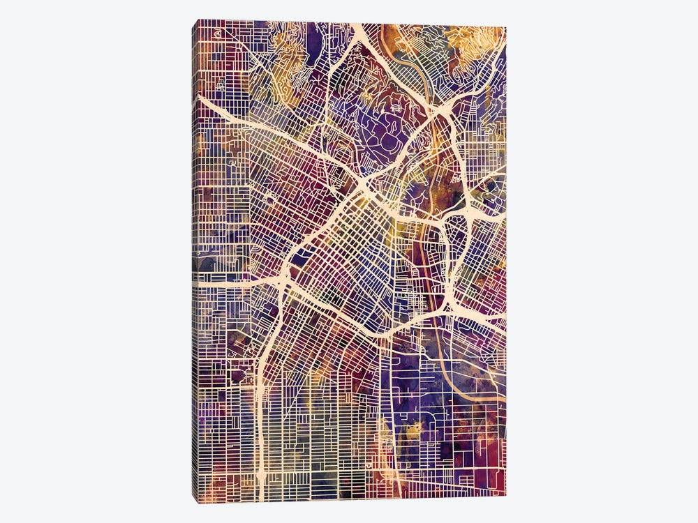 Los Angeles City Street Map II by Michael Tompsett 1-piece Art Print