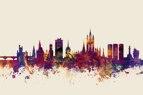 Beige Background Skyline Of Aberdeen, Scotland, United Kingdom