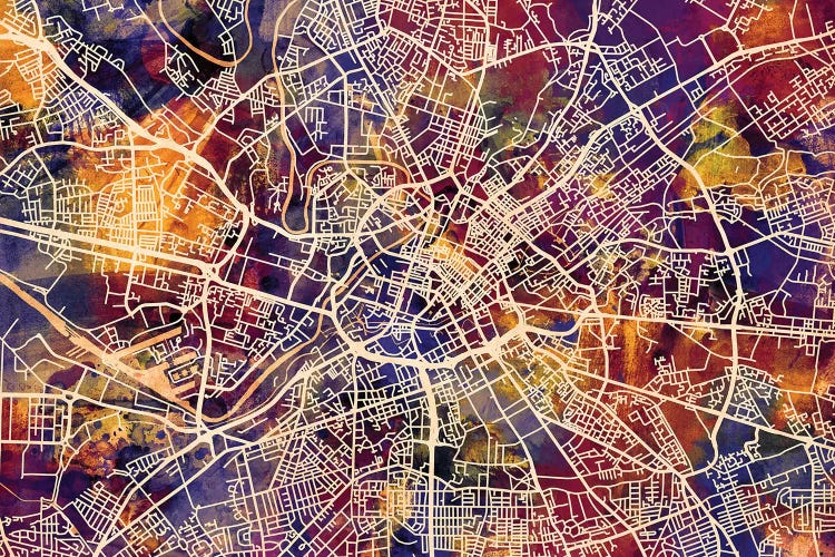 Manchester England Street Map I by Michael Tompsett wall art