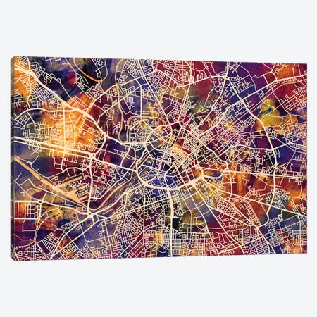 Manchester England Street Map I Canvas Print #MTO1730} by Michael Tompsett Canvas Wall Art