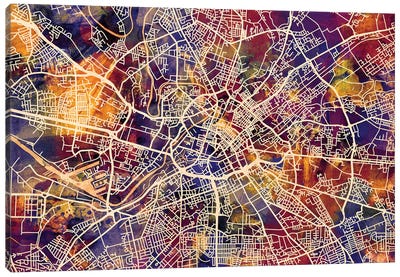 Manchester England Street Map I Canvas Art Print - Manchester Art