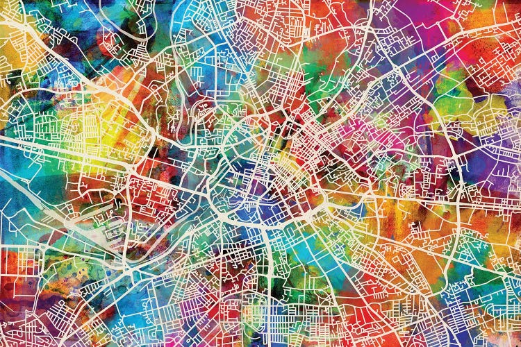 Manchester England Street Map II by Michael Tompsett wall art