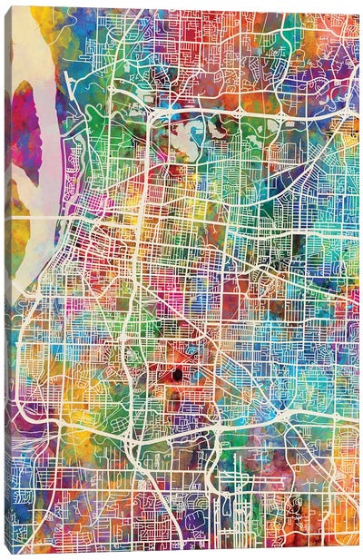 Memphis Tennessee City Map I Canvas Art Print - Tennessee Art