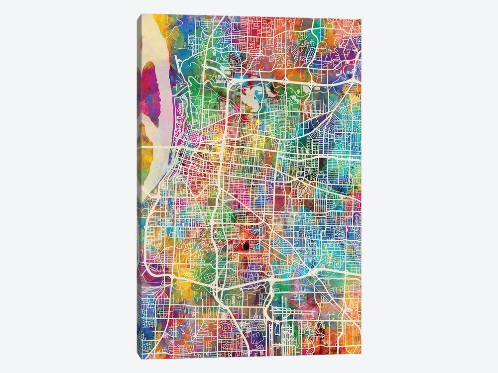 Memphis Tennessee City Map I by Michael Tompsett 1-piece Canvas Art Print