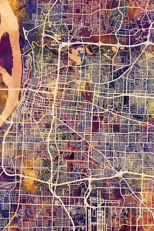 Memphis Tennessee City Map II by Michael Tompsett wall art