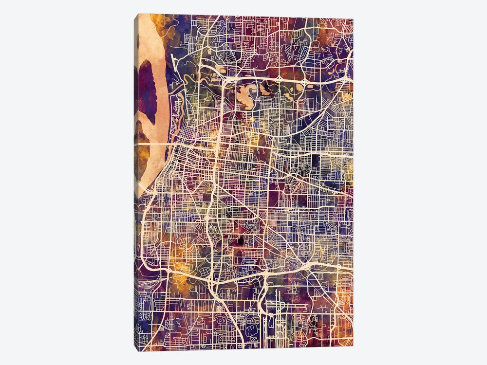 Memphis Tennessee City Map II by Michael Tompsett 1-piece Canvas Artwork