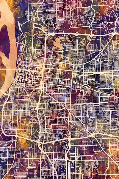 Michael Tompsett: Memphis Tennessee City Map II by Michael Tompsett