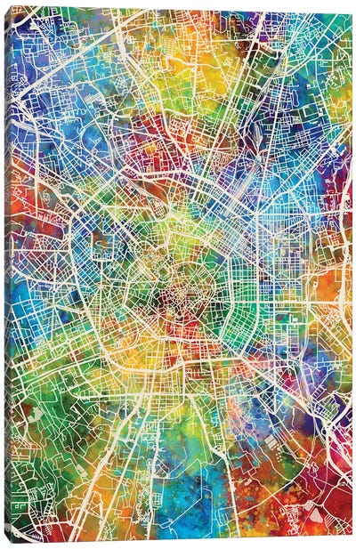Milan Italy City Map Canvas Art Print