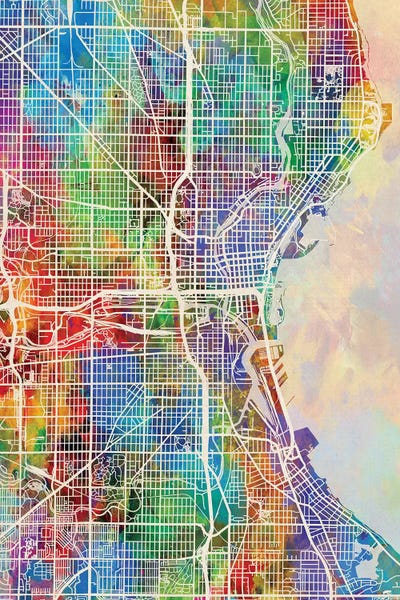Wisconsin: Milwaukee Wisconsin City Map I by Michael Tompsett