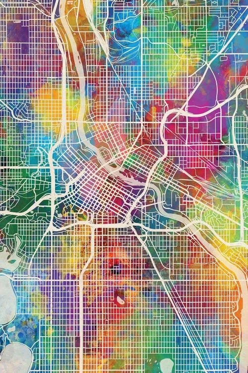 Minneapolis Minnesota City Map I by Michael Tompsett wall art