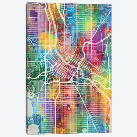 Minneapolis Minnesota City Map I Canvas Print #MTO1737} by Michael Tompsett Art Print