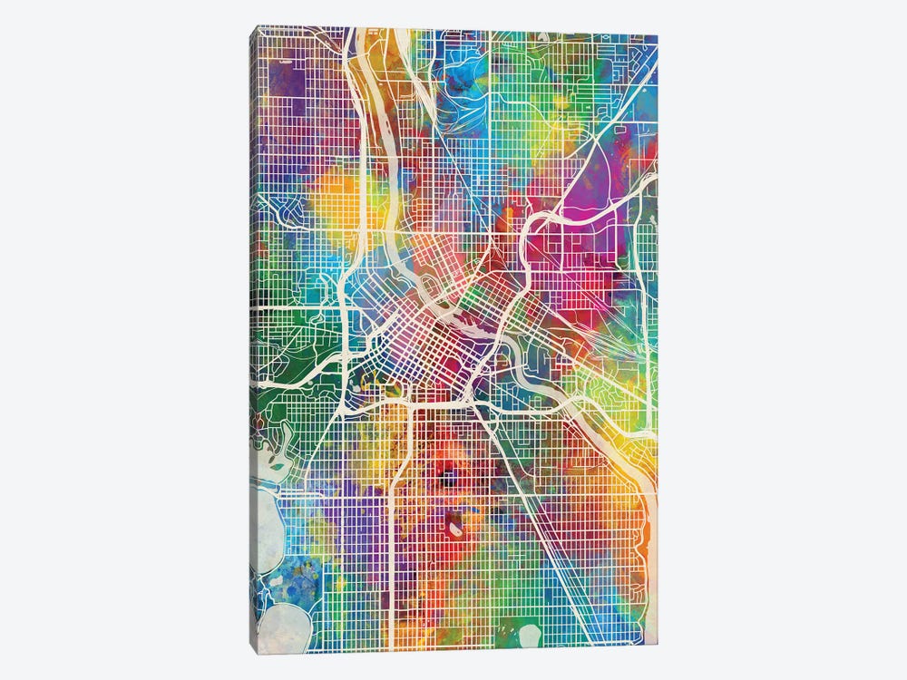 Minneapolis Minnesota City Map I by Michael Tompsett 1-piece Canvas Wall Art