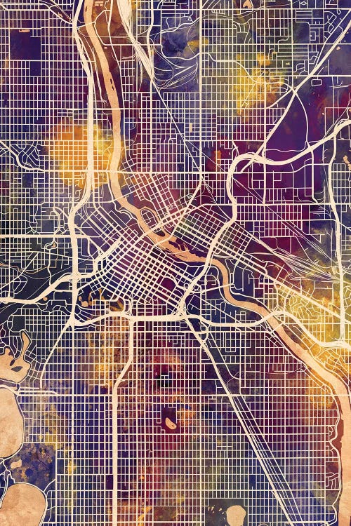 Minneapolis Minnesota City Map II by Michael Tompsett wall art