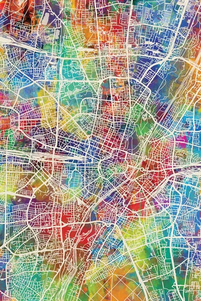 Munich Germany City Map I by Michael Tompsett framed canvas print