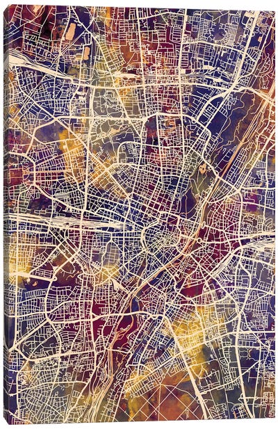 Munich Germany City Map II Canvas Art Print - Munich Art