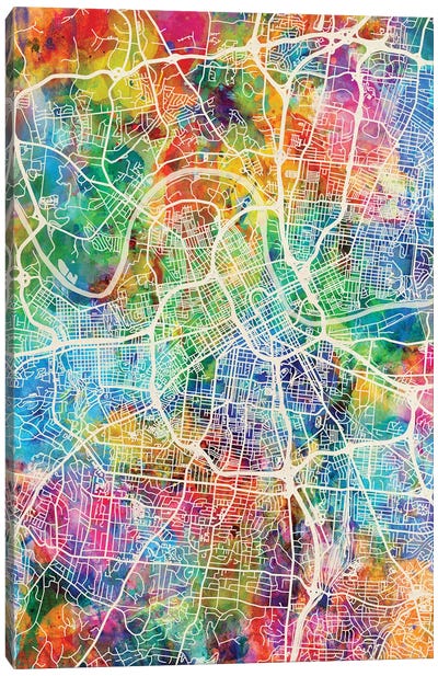 Nashville Tennessee City Map I Canvas Art Print - Nashville Maps