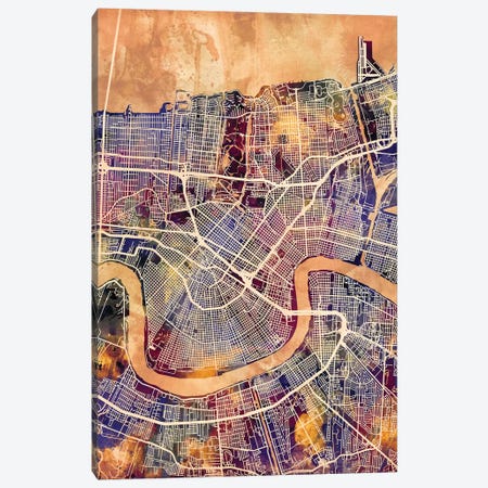 New Orleans Street Map II Canvas Print #MTO1744} by Michael Tompsett Canvas Artwork