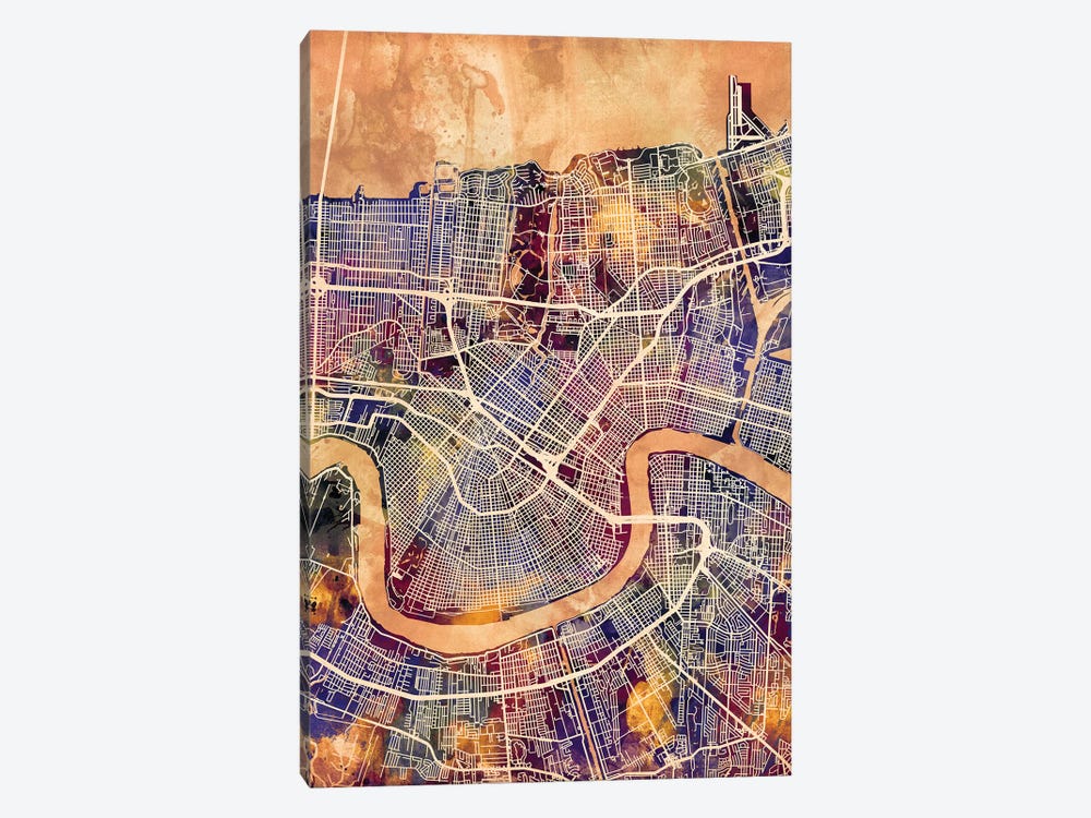 New Orleans Street Map II by Michael Tompsett 1-piece Canvas Artwork