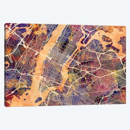 New York City Street Map I Canvas Print #MTO1745} by Michael Tompsett Canvas Art