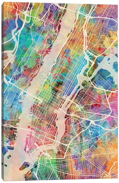 New York City Street Map III Canvas Art Print - New York City Map