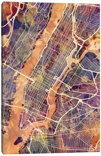 New York City Street Map IV Canvas Art Print - New York City Map