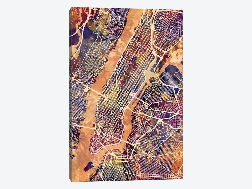 New York City Street Map IV by Michael Tompsett 1-piece Canvas Wall Art