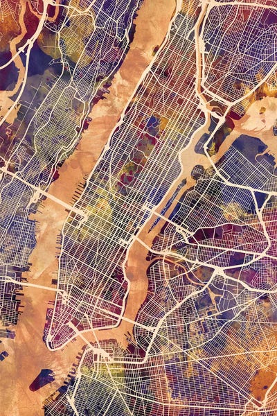 New York City Maps: New York City Street Map IV by Michael Tompsett