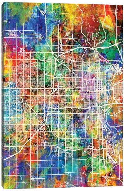 Omaha Nebraska City Map I Canvas Art Print - Omaha Art