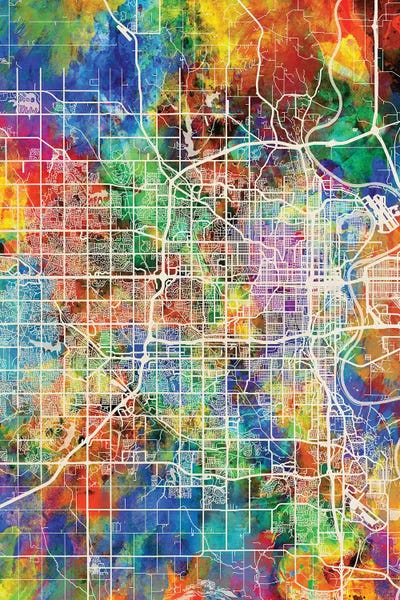 Nebraska: Omaha Nebraska City Map I by Michael Tompsett